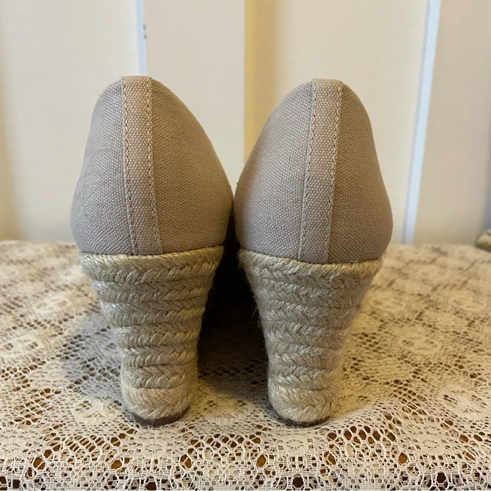 J. Crew New Flax Canvas Espadrille Wedge Shoes AL003 9.5